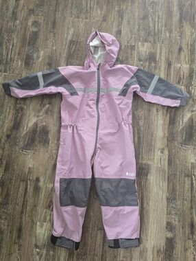 Oaki Kids lavender one piece rain/trail suit size 6/7